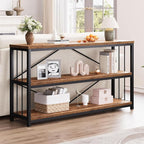 LVB Industrial Console Entryway Table, Metal Wood Rustic Sofa Table - Image 3