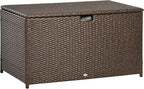 Outsunny 113 Gallon Deck Box, Rattan Outdoor Storage Box, Waterproof Storage by Outsunny