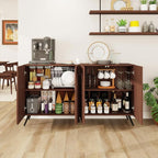 59" Walnut Arched Sideboard Buffet Cabinet - Image 3