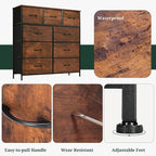 9-Drawer Dresser for Bedroom, Anti-Tip Tall Storage Organizer Chest of Drawers - Image 7
