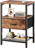 Huuger Night Stand with Fabric Drawer, Side Table with Mesh Shelf, Bedroom by Huuger