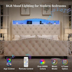 Belffin Queen Size Bed Frame and Headboard, 50.9" Velvet Upholstered Wingback - Image 4