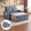 VINGLI Blue Grey Futon Sofa Bed Convertible Loveseat Sleeper Couch, Faux by VINGLI