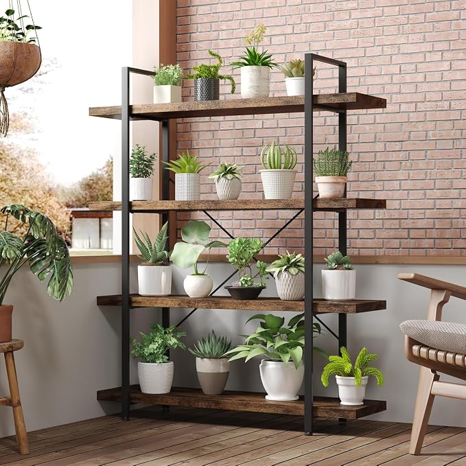 OtterOasis Bookshelf Set, Heavy Duty 4-Tier Industrial Bookcase, 120lbs Shelf - Image 5