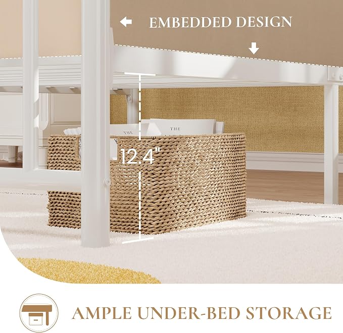 SHA CERLIN 14" Twin Size Metal Platform Bed Frame/Victorian Headboard and - Image 5