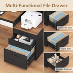 YOMILUVE Computer Desk with 3 Drawers & Storage Shelves, 65 Inch Home Office - Image 5