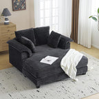 VINGLI 56" Oversized Chaise Lounge Chair, Dark Grey Comfy Corduroy Chaise Sofa by VINGLI