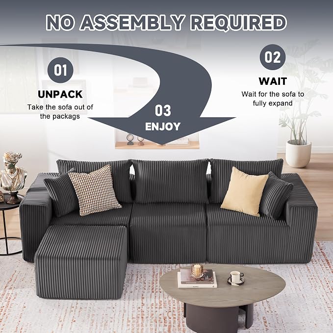 Weture 107.4" Cloud Couch Sectional, Modular Sofa - Image 5
