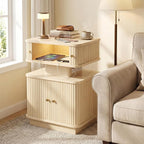 Nightstand with Charging Station, Modern Night Stand with Smart Led Light and 2 - Image 4