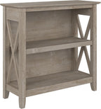 Bush Home Key West Small 2 Shelf Bookcase in Washed Gray, Compact Home Organizer by BushHome