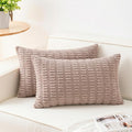 Pack of 2 Corduroy Decorative Throw Pillow Covers 12x24 Inch, Light Brown | by Unknown