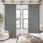 Charcoal Grey Pinch Pleated 100% Blackout Linen 96 Inch Bedroom Curtains | - Image 9