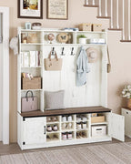 Hzuaneri 59.8" Hall Tree, LED Farmhouse Entryway Storage and Coat Rack Wood - Image 2