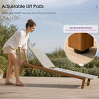 PURPLE LEAF Patio Chaise Lounge French Outdoor Lounger 1 Piece Matte Teak Grain - Image 5
