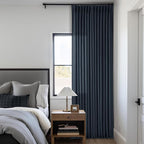 Pinch Pleated Extra Long Navy Linen Curtains 120 Inches Long | Farmhouse Modern - Image 6