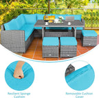 Tangkula 7 Pieces Patio Furniture Set, Outdoor Sectional Rattan Dining Sofa Set - Image 7