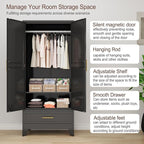 71"H Metal Tall Armoire Wardrobe Closet - Image 6