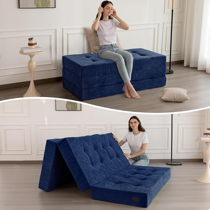 MAXYOYO 6" Folding Sofa Bed for Floor, Tufted Tri-Fold Floor Mattress by MAXYOYO