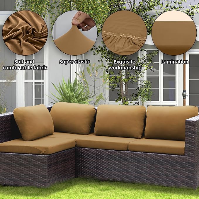 8PCS Patio Cushion Covers.Patio Furniture Couch SeatSlipcovers | Washable - Image 3