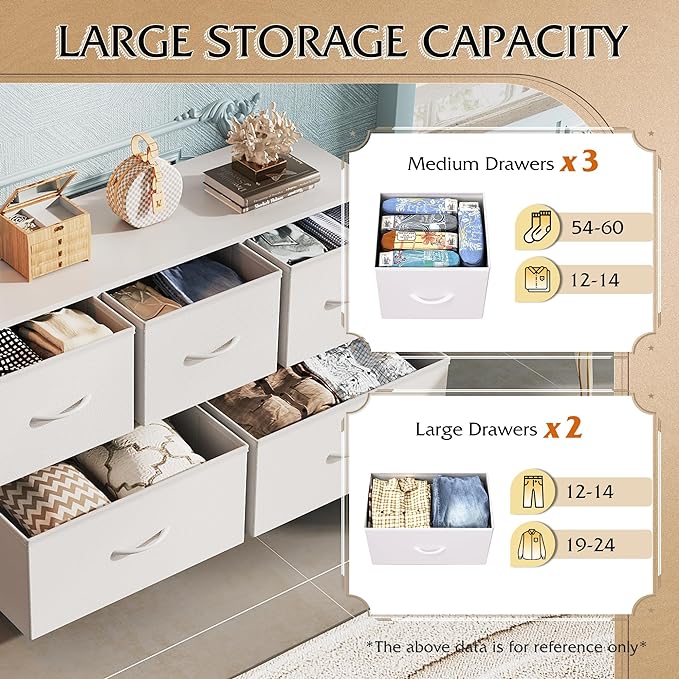 WLIVE Dresser for Bedroom with 5 Drawers, Wide Chest of Drawers, Fabric Dresser - Image 4