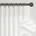 Custom Pure White Semi Sheer Linen Floor to Ceiling 105 Inch Curtains by PleatedDrapes