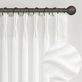 Pure White Short Thick Linen Viral Curtains 54 Inch Length 2 Panel Set by PleatedDrapes