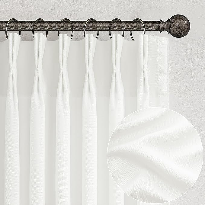 Pinch Pleated Sheer Pure White Curtains 90 Inches Long by PleatedDrapes