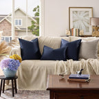GIGIZAZA Navy Velvet Pillow Covers 16x16 Decorative Pillows Pack of 2 | Blue - Image 6