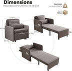 Iroomy 5-Level Adjustable Convertible Sleeper Chair, 3-in-1 Pull Out Sofa Bed - Image 3