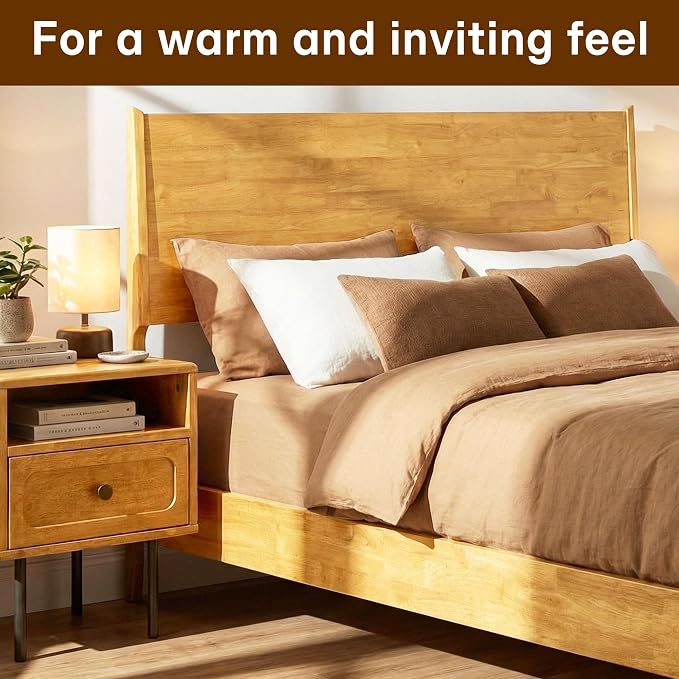 Acacia Haven King Size Bed Frame and Headboard, Solid Wood Platform Bed Frame - Image 9