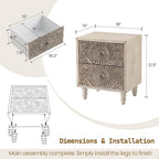 SUNBURY Nightstand w 2 Drawers, End Table Living Room Small Side Table - Image 3
