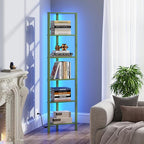 TUTOTAK Corner Shelf with LED Light, 6-Tier Corner Bookshelf - Image 7