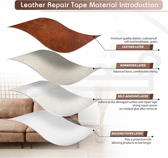 KING MOUNTAIN Leather Repair Patch, 12 x 60 Inches self Adhesive Leather Repair - Image 3
