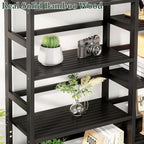 Homykic Bamboo Bookshelf, 71” Tall Triple Wide Bookcase - Image 9