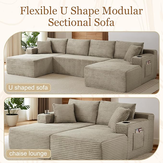 125" Modular Sectional Sleeper Sofa, Boneless Cloud Couch - Image 6
