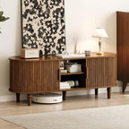 TV Console with Power Outlet-55 Entertainment Center with Sliding Tambour Door - Image 9