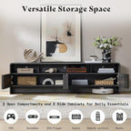 AMERLIFE 70" Modern TV Stand for TVs up to 80", Fluted Wood Entertainment Center - Image 2