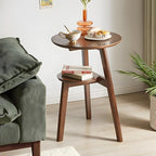 Side Table, 2-Tier Round End Tables Living Room, Mid Century Modern Side Table by Cttasty