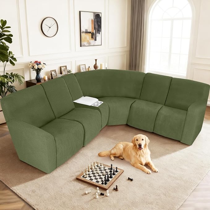 ALIECOM 100% Waterproof Recliner Sectional Couch Covers L Shape Stretch Corner - Image 2