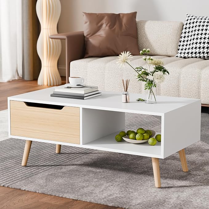 Cozy Castle Modern Coffee Table, Wooden Cocktail Table by CozyCastle