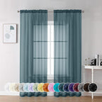 Chyhomenyc Stone Blue Sheer Curtains 72 Inch Length 2 Panels, Light Filtering by Chyhomenyc