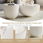 Round Marble Coffee Table Set of 2, 2 Piece White Coffee Table and End Table - Image 5
