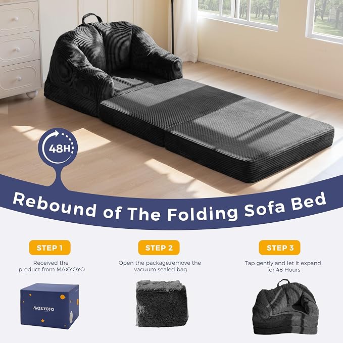MAXYOYO Folding Sofa Bed with Backrest, Boneless Fold Out Couch Bed with Handle - Image 8