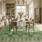 GarveeHome Moss Green Checkered Rug 6x9 Area Rugs Living Room Washable Rug | - Image 4
