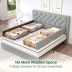 LARMACE Queen Size Bed Frame Upholstered Platform Bed - Image 4