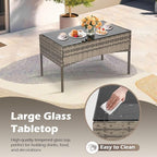 FDW | 4-Piece Patio Furniture Set | Gray & Khakhi | Outdoor Wicker Furniture - Image 7