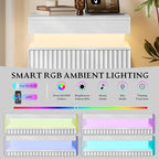 Xixini Nightstand with Charging Station and LED Lights, Fluted Night Stand with - Image 4