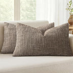 MIULEE Chenille Textured Lumbar Throw Pillow Covers Taupe Grey 12x20 | Set of 2 by MIULEE