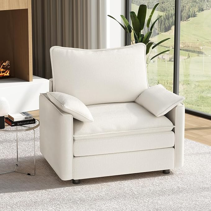 Vesgantti 40" Single Seat Sofa, Comfy Cloud Couch Deep Seat Upholstered Couch by Vesgantti