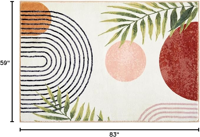 RoomTalks Mid Century Modern Washable Rug, Boho Cute Aesthetic 5x7 Area Rugs - Image 2